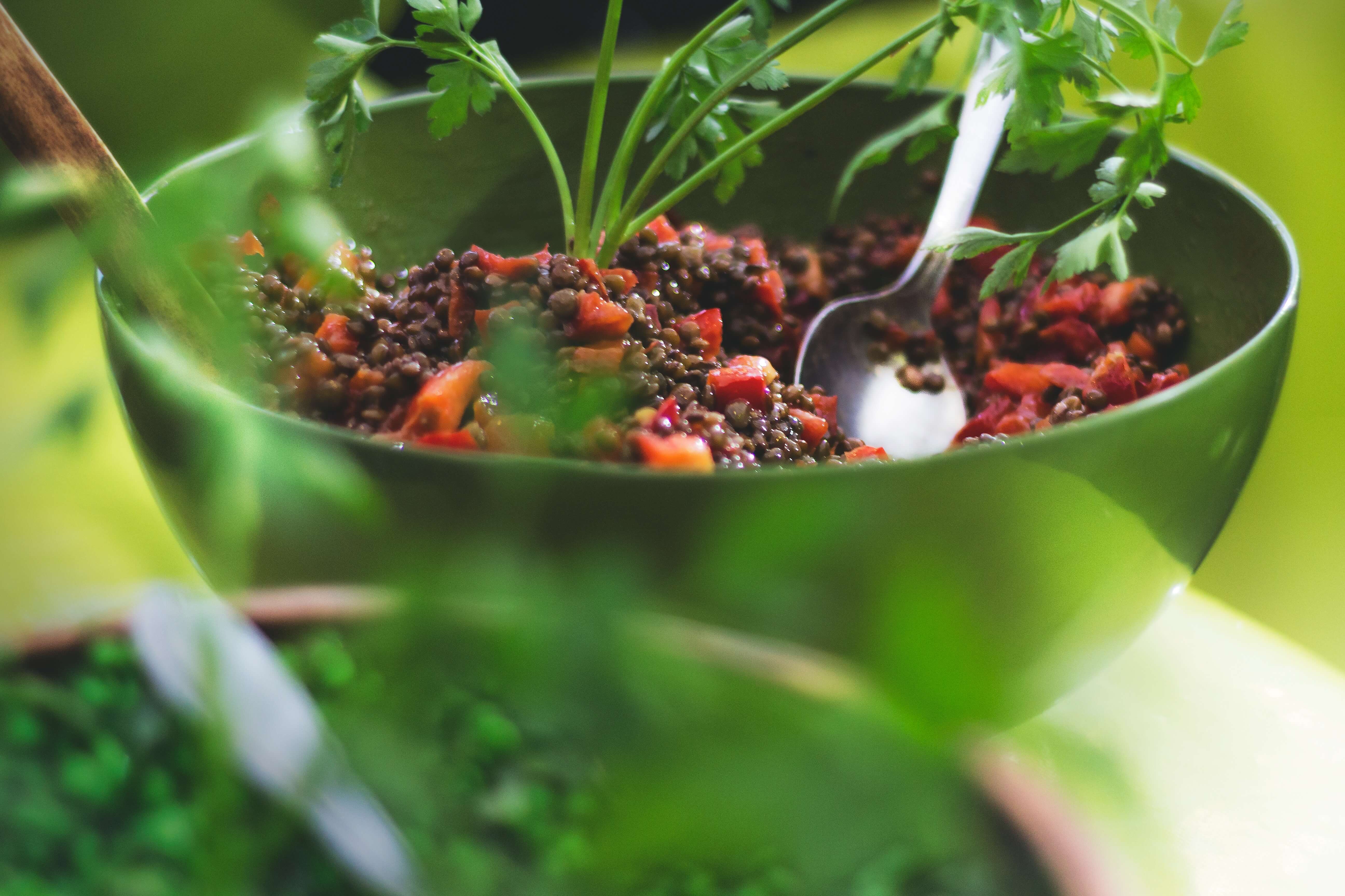 ensalada vegetariana de lentejas